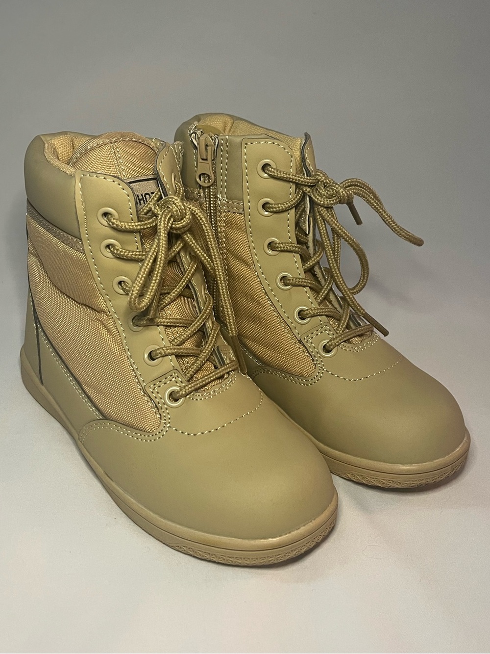 Kids Tactical Lace-Up Boots in Tan